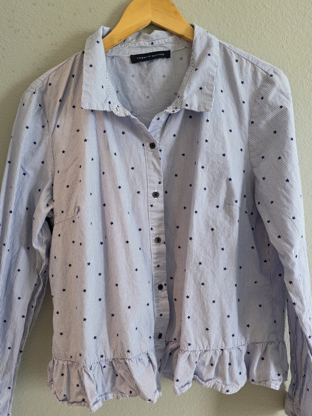 Tommy Hilfiger Light Blue Striped Shirt with Navy Star Print